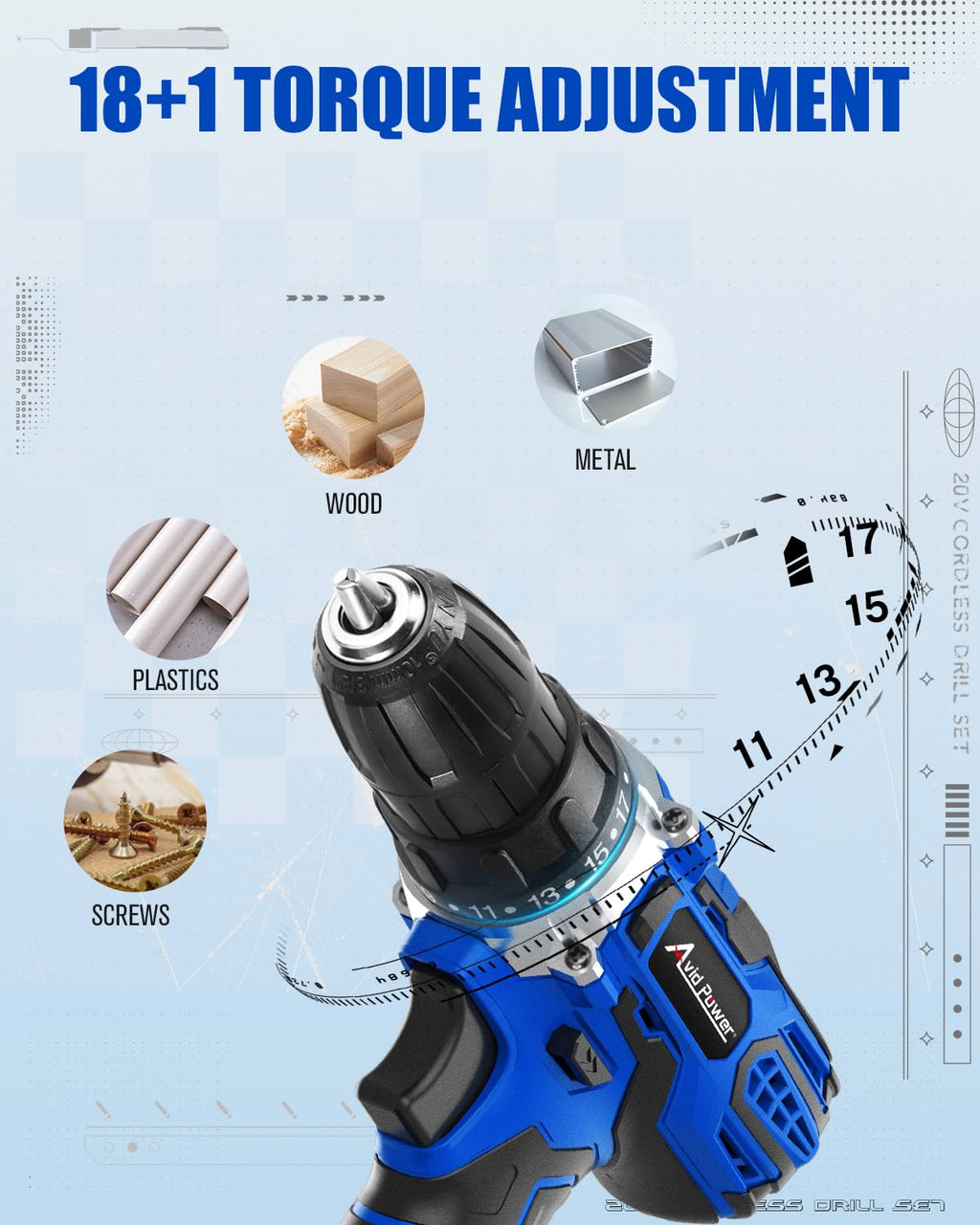 20V Cordless Drill Set with Battery and Charger S8948