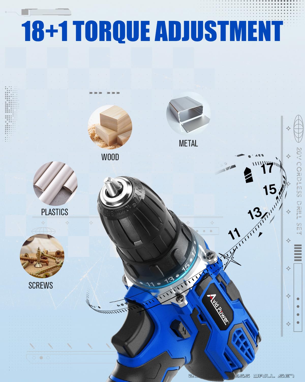 20V Cordless Drill Set with Battery and Charger S8948