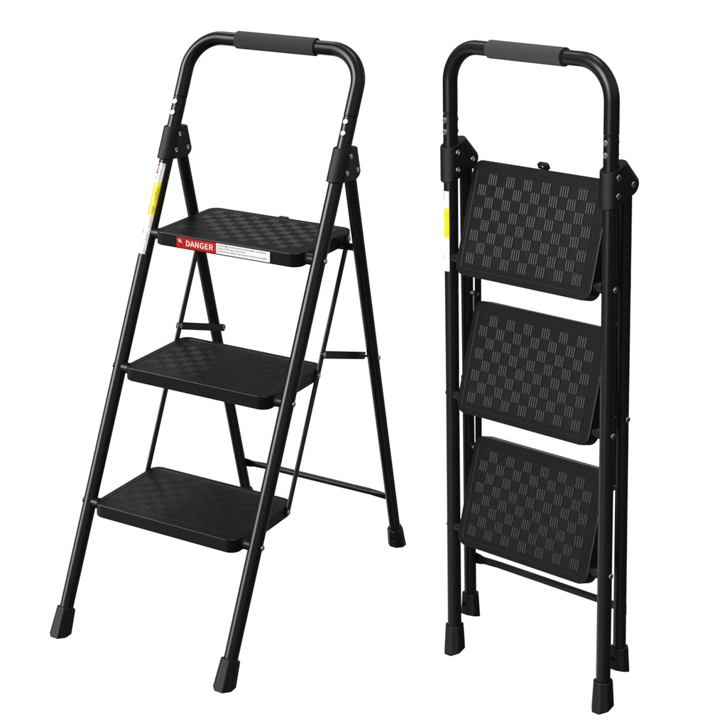 3 Step Folding Ladder with Anti-Slip Pedal V720013