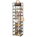 Black 10 Tiers Narrow Shoe Rack W82315