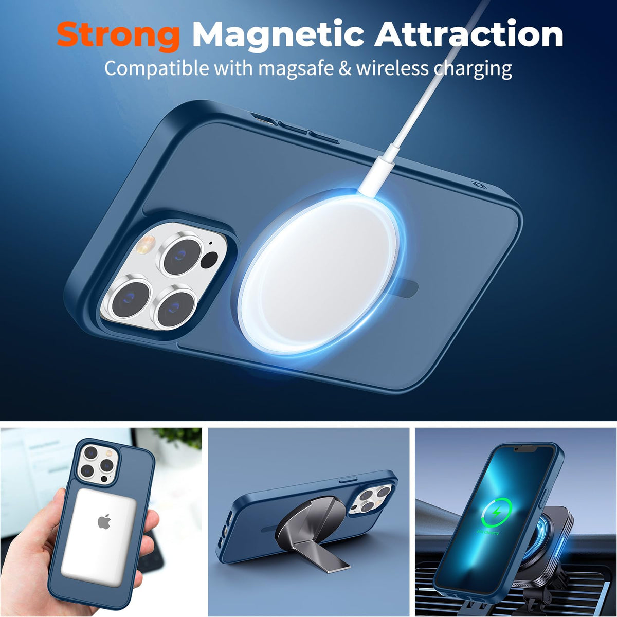 Magnetic iPhone 13 Pro Max Case Dark Blue R22891