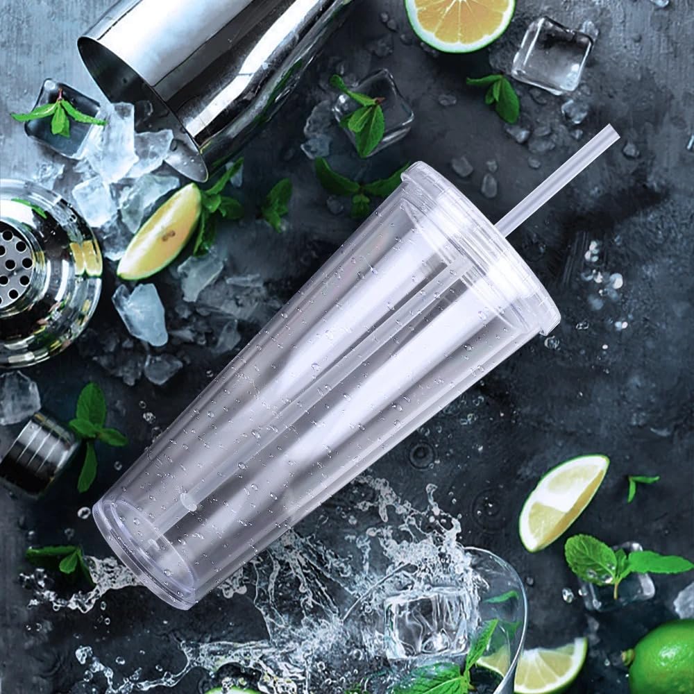 650ml Clear Tumbler with Lid and Straw I882255