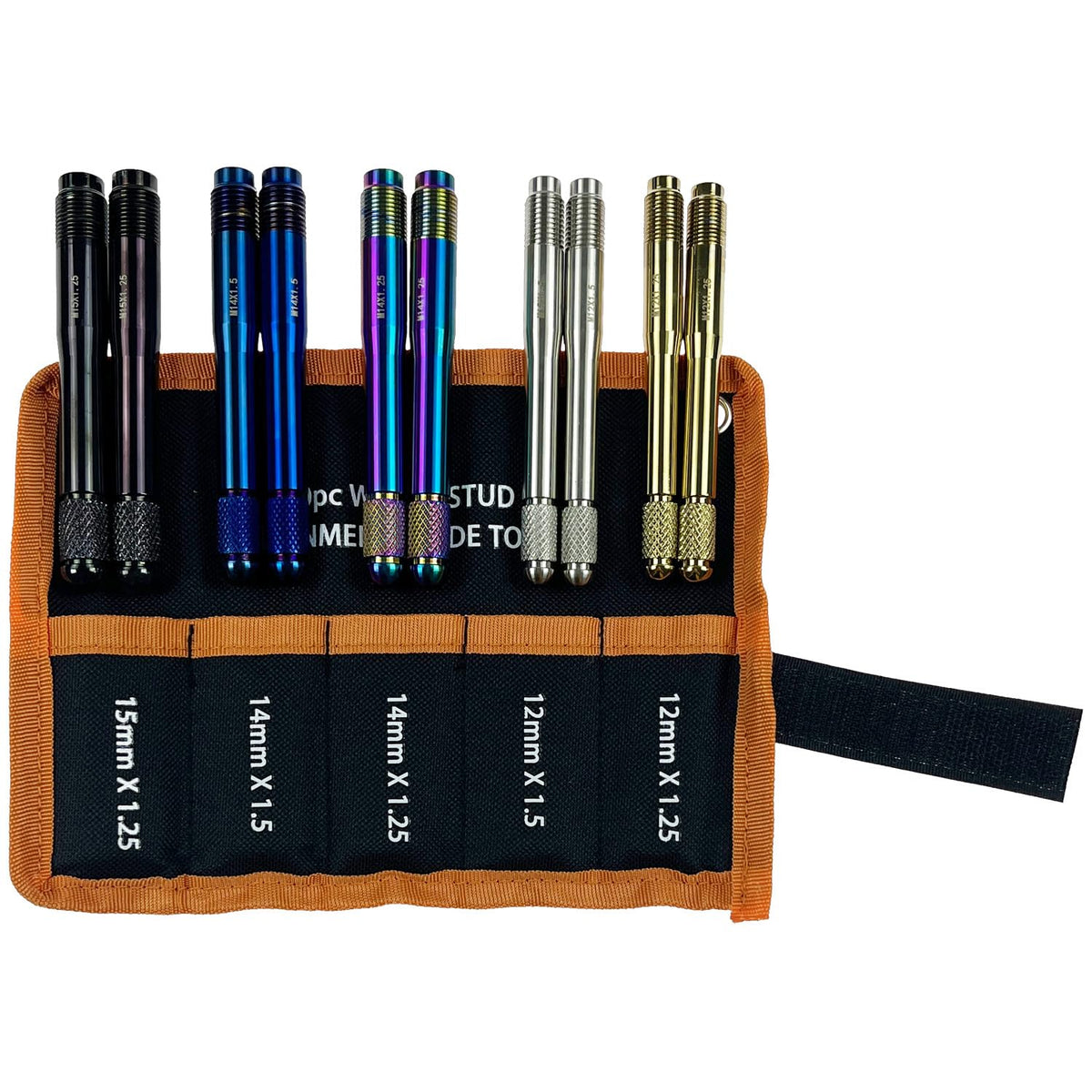 10PC Alloy Steel Wheel Alignment Pins Kit M12x1.5/1.25/M14x1.5/1.25/M15*1.25 Lug Bolt Guide Tool H92656