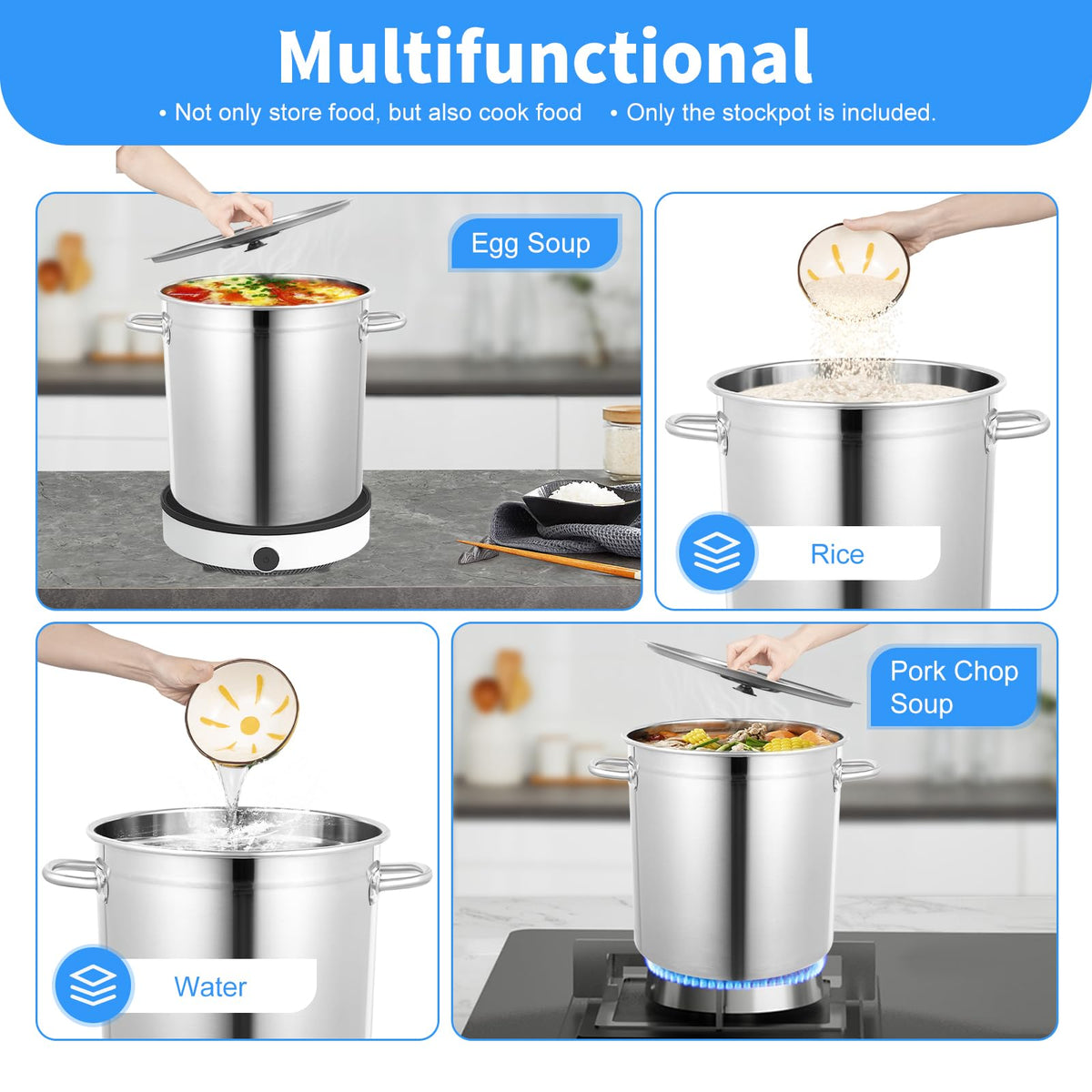 30 QT Stainless Steel Stock Pot with Lid A4207