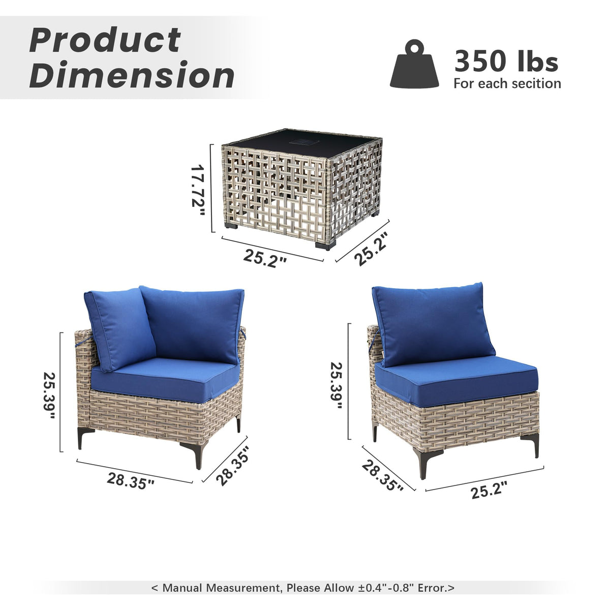 5 PCS Rattan Patio Conversation Set with Coffee Table C8189