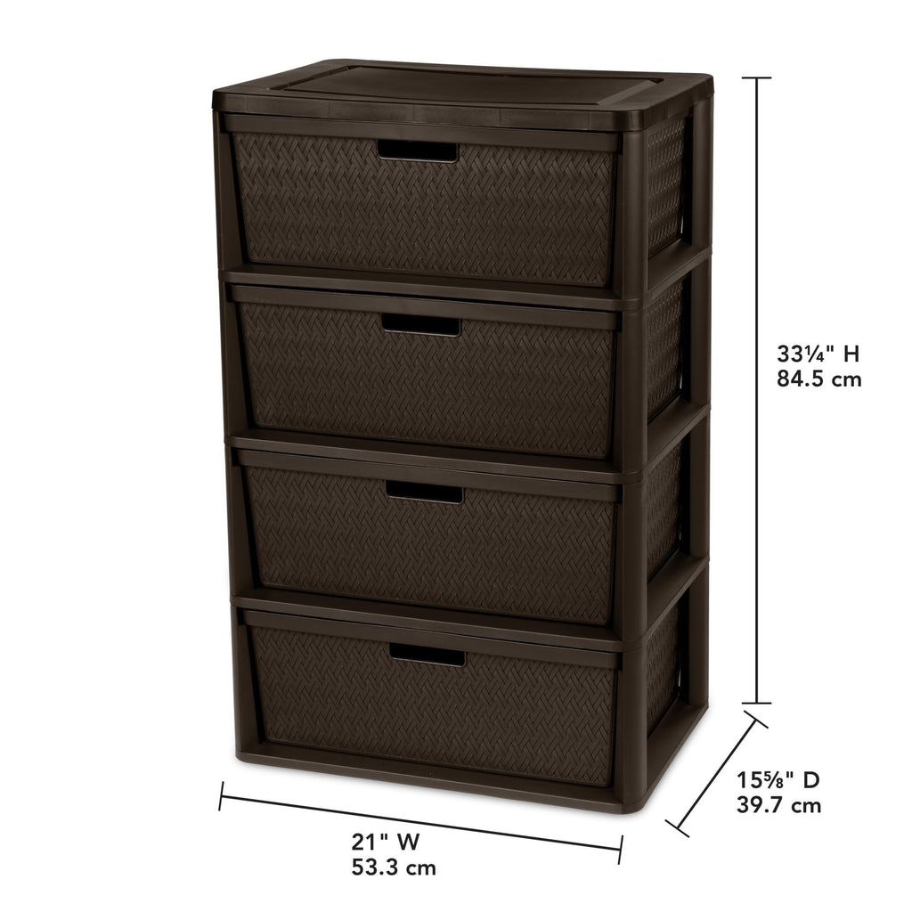 Brown 4 Drawer Plastic Storage Tower with Removable Bins C231