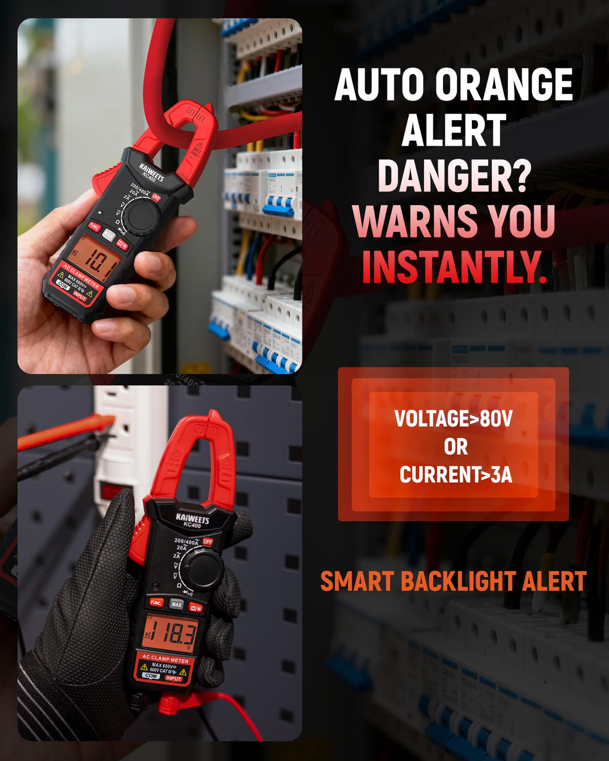 Digital Clamp Meter, 2000 Counts, 400A AC Current, 600V AC/DC, Auto Ranging Y3459