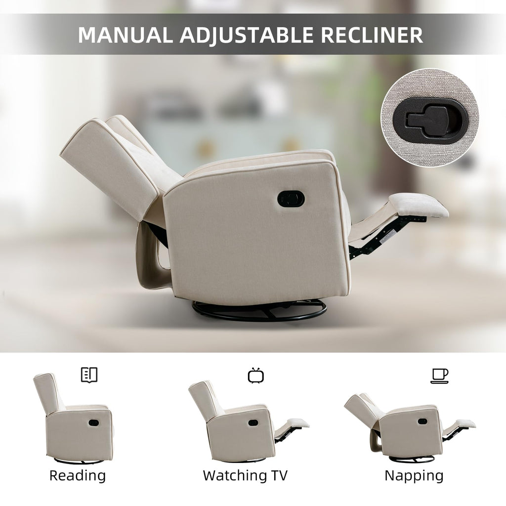 White Swivel Rocker Recliner Chair N6222