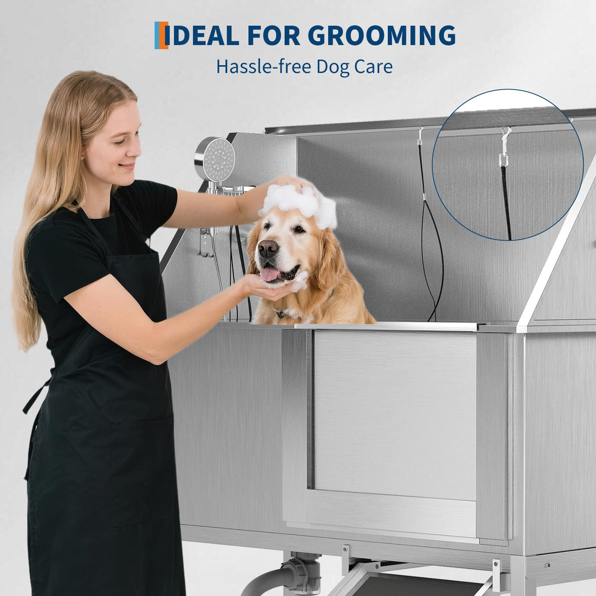 50 Inch Stainless Steel Dog Washing Station with Non-Slip Ramp M5754