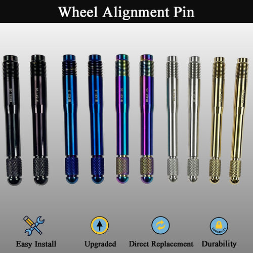 10PC Alloy Steel Wheel Alignment Pins Kit M12x1.5/1.25/M14x1.5/1.25/M15*1.25 Lug Bolt Guide Tool H92656