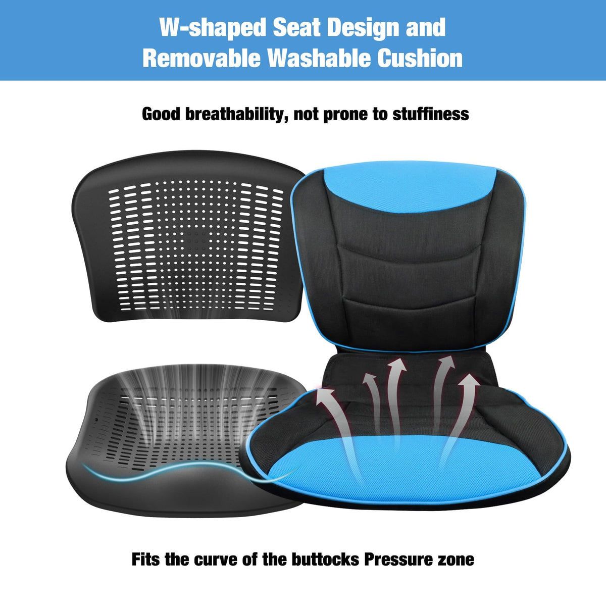 Lightweight Foldable Transport Wheelchair with Telescopic Handle, 16-Inch Seat, Blue J16390