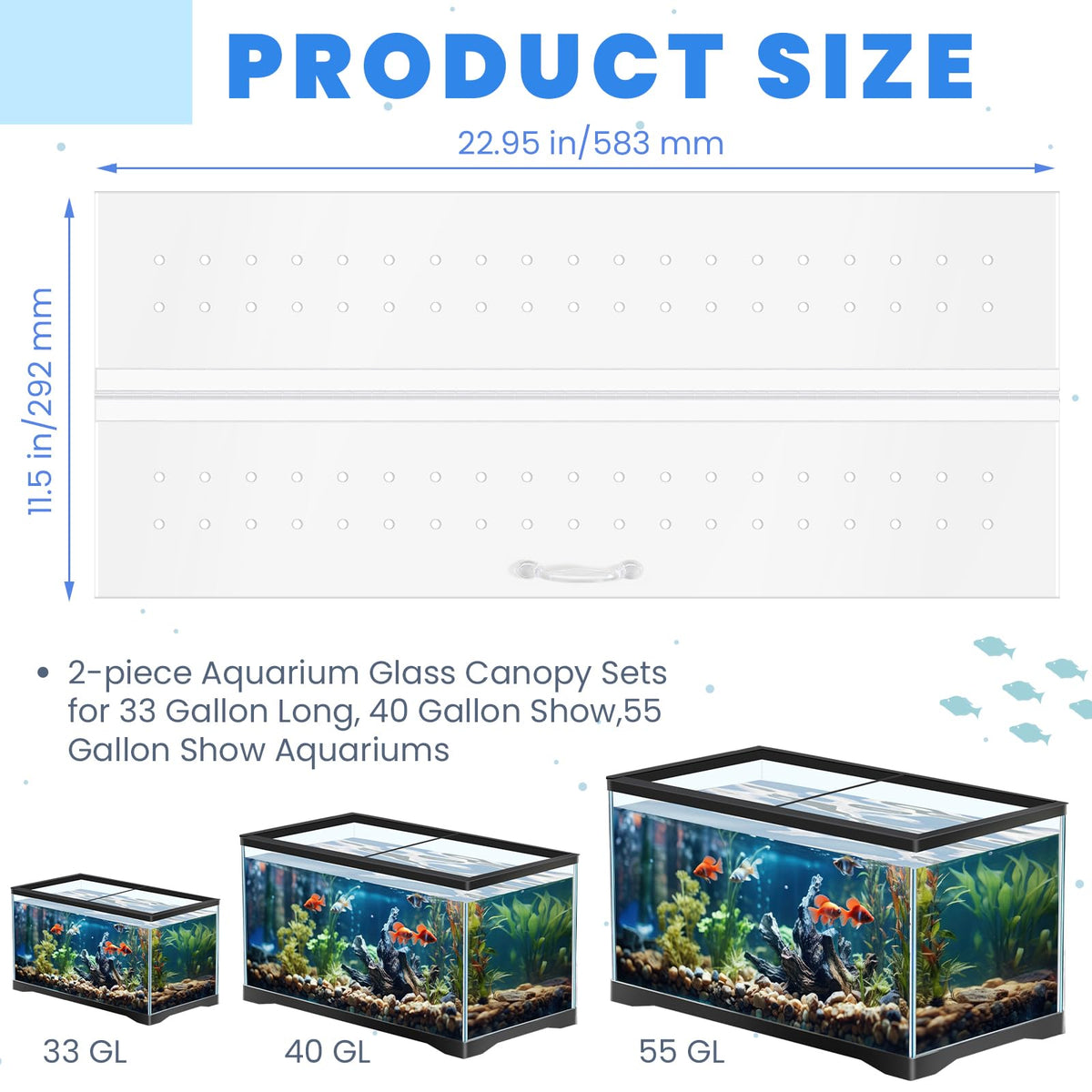 Clear Polycarbonate Aquarium Canopy Set 2 Pcs with Handle I11196