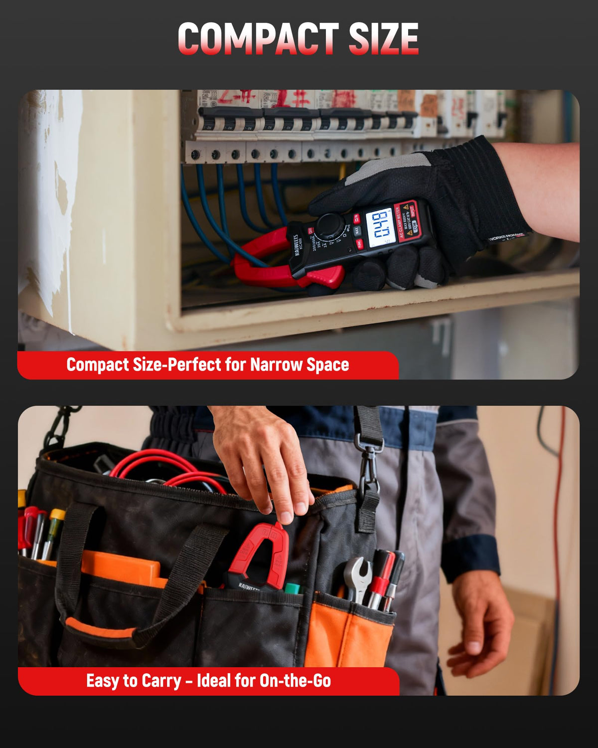 Digital Clamp Meter, 2000 Counts, 400A AC Current, 600V AC/DC, Auto Ranging Y3459