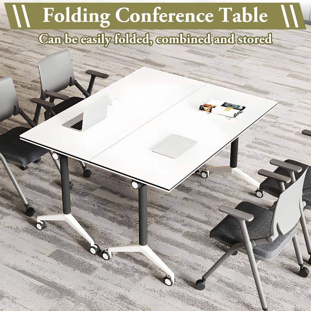 Foldable Mobile Seminar Table with Locking Casters, 8 Pack Z666