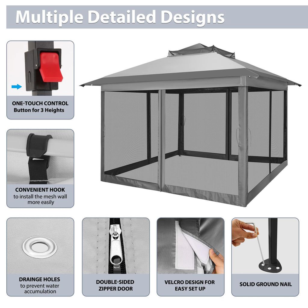 11x11 Pop Up Gazebo Canopy Tent with Mosquito Net R492186