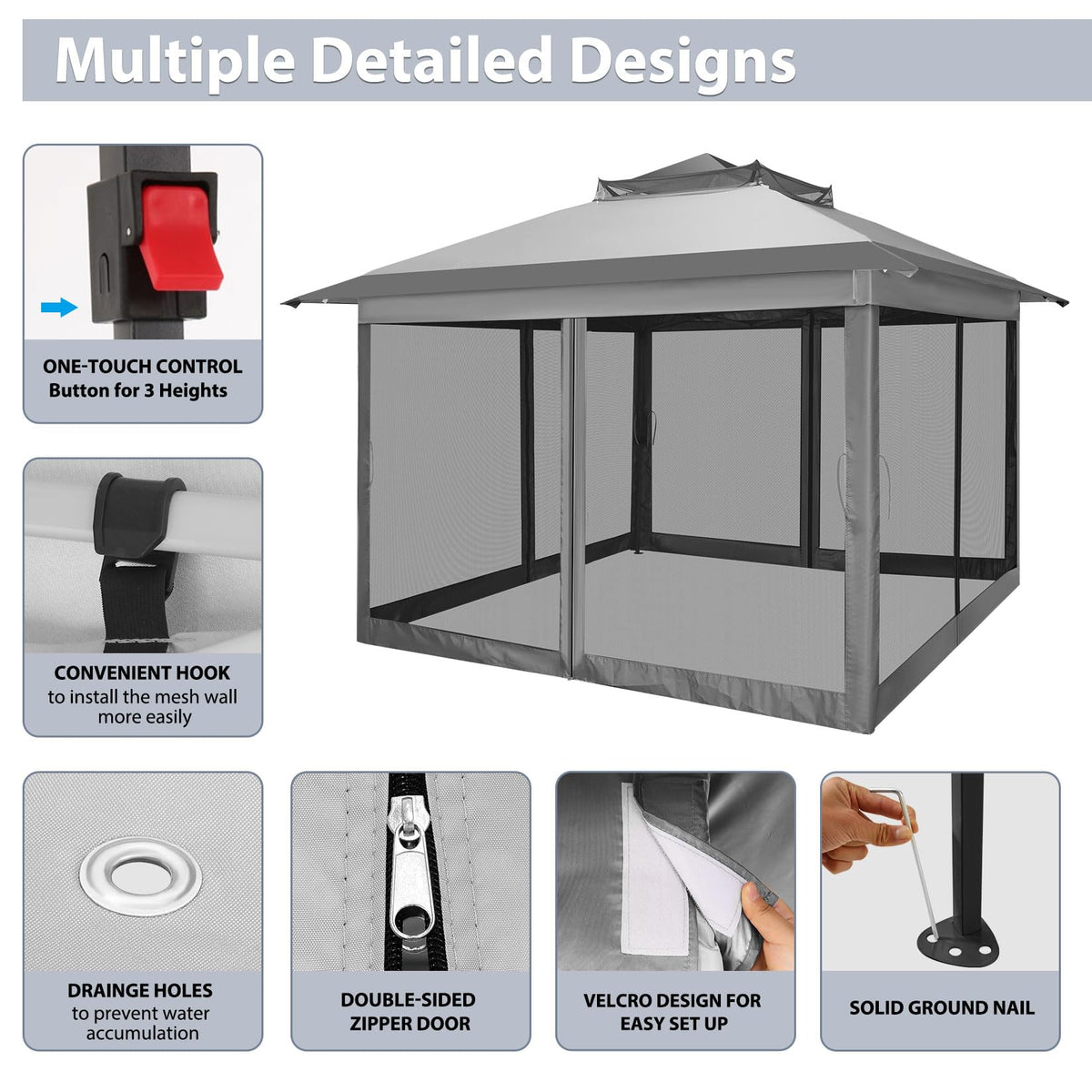 11x11 Pop Up Gazebo Canopy Tent with Mosquito Net R492186