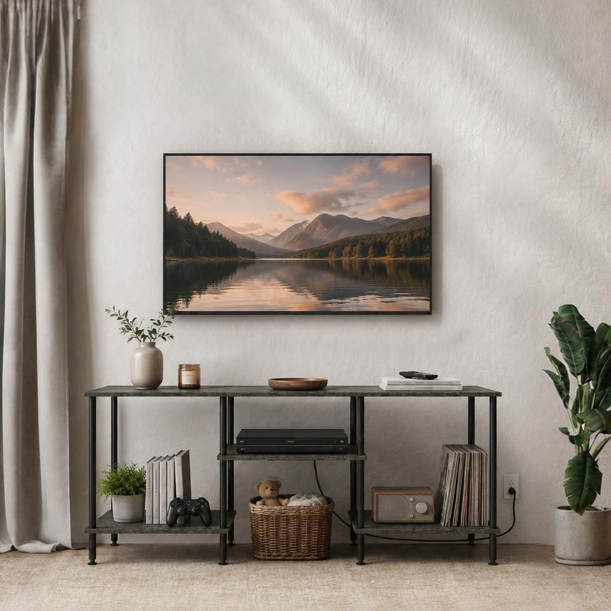 50 Inch Dark Grey TV Stand with Power Outlet F180