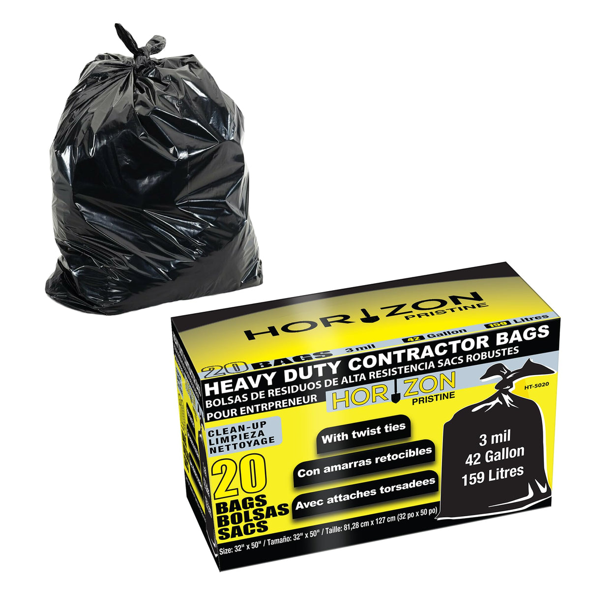 42 Gallon 3 Mil Black Heavy-Duty Trash Bags A80398