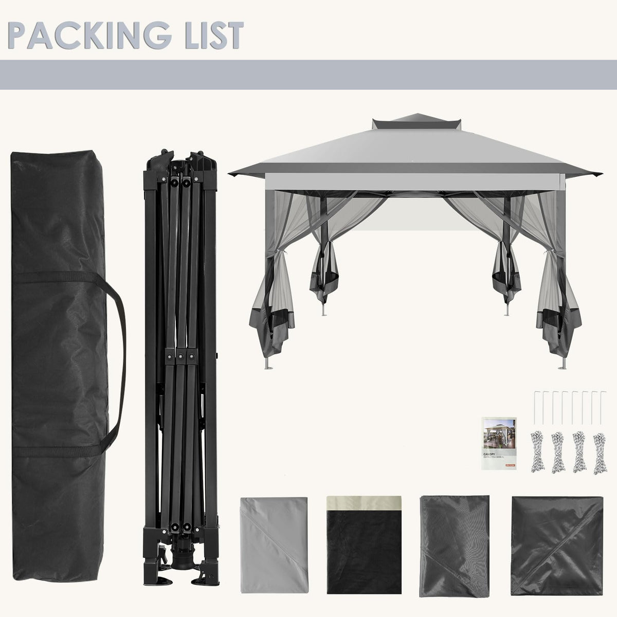 11x11 Pop Up Gazebo Canopy Tent with Mosquito Net R492186