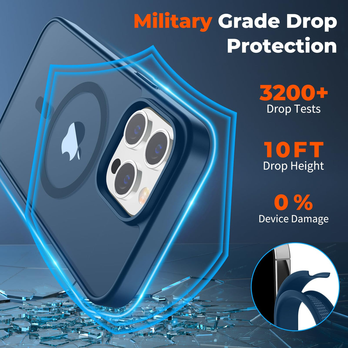 Magnetic iPhone 13 Pro Max Case Dark Blue R22891
