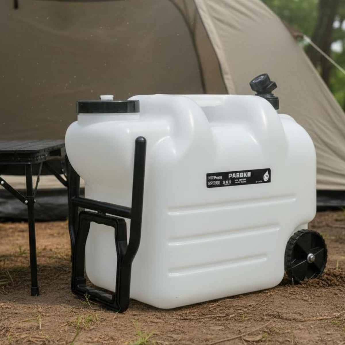 Black Portable Water Tank with Faucet and Wheels T308