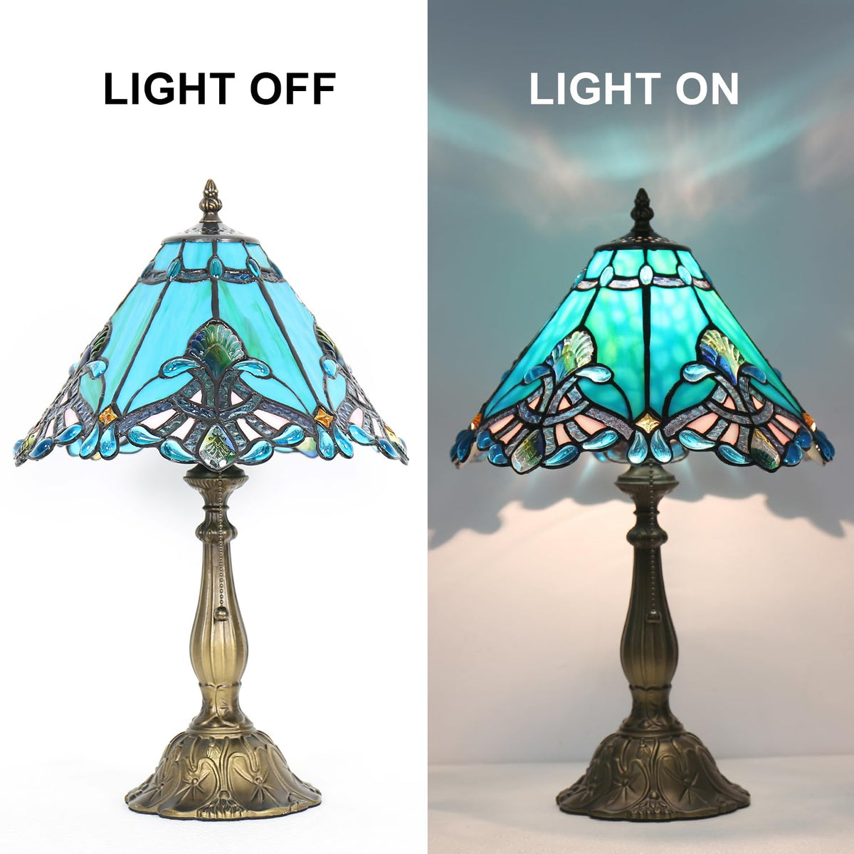 Sea Blue Stained Glass Table Lamp E8784