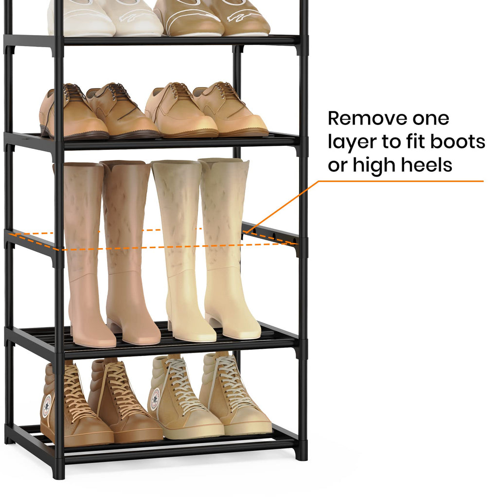Black 10 Tiers Narrow Shoe Rack W82315