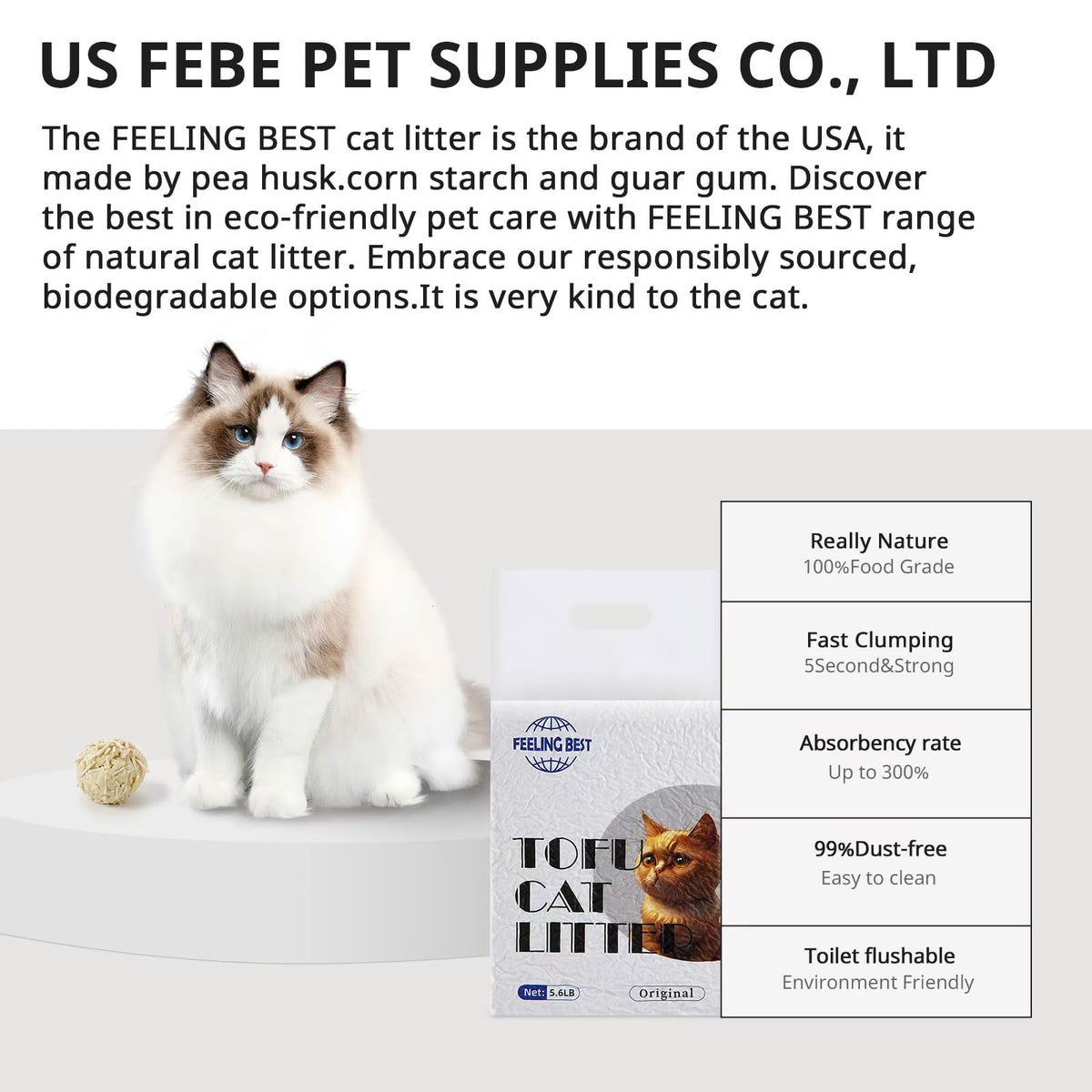 Plant-Based Flushable Tofu Cat Litter 33.6 lb U717551