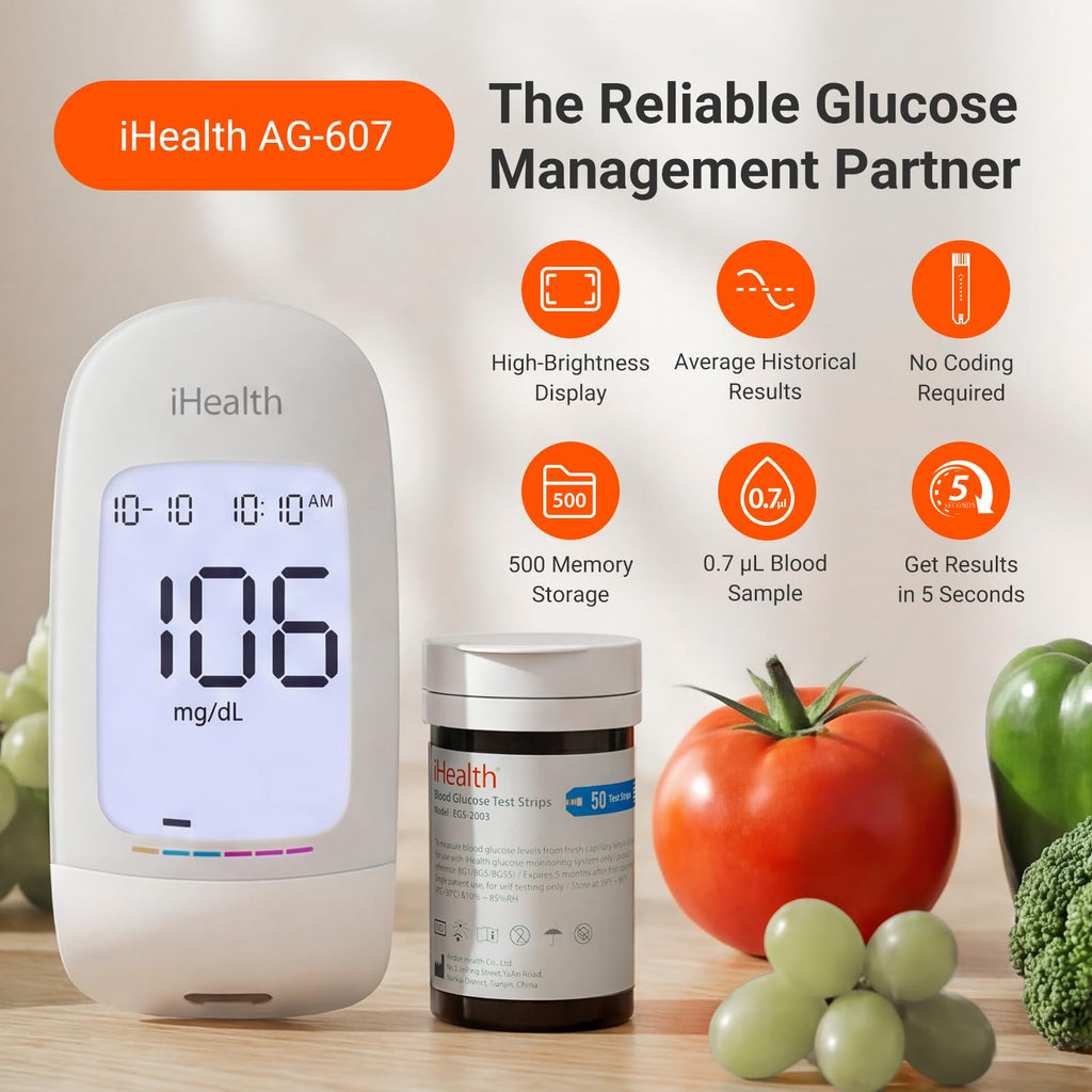 Blood Glucose Monitor Kit, 100 Strips & Lancets L218536