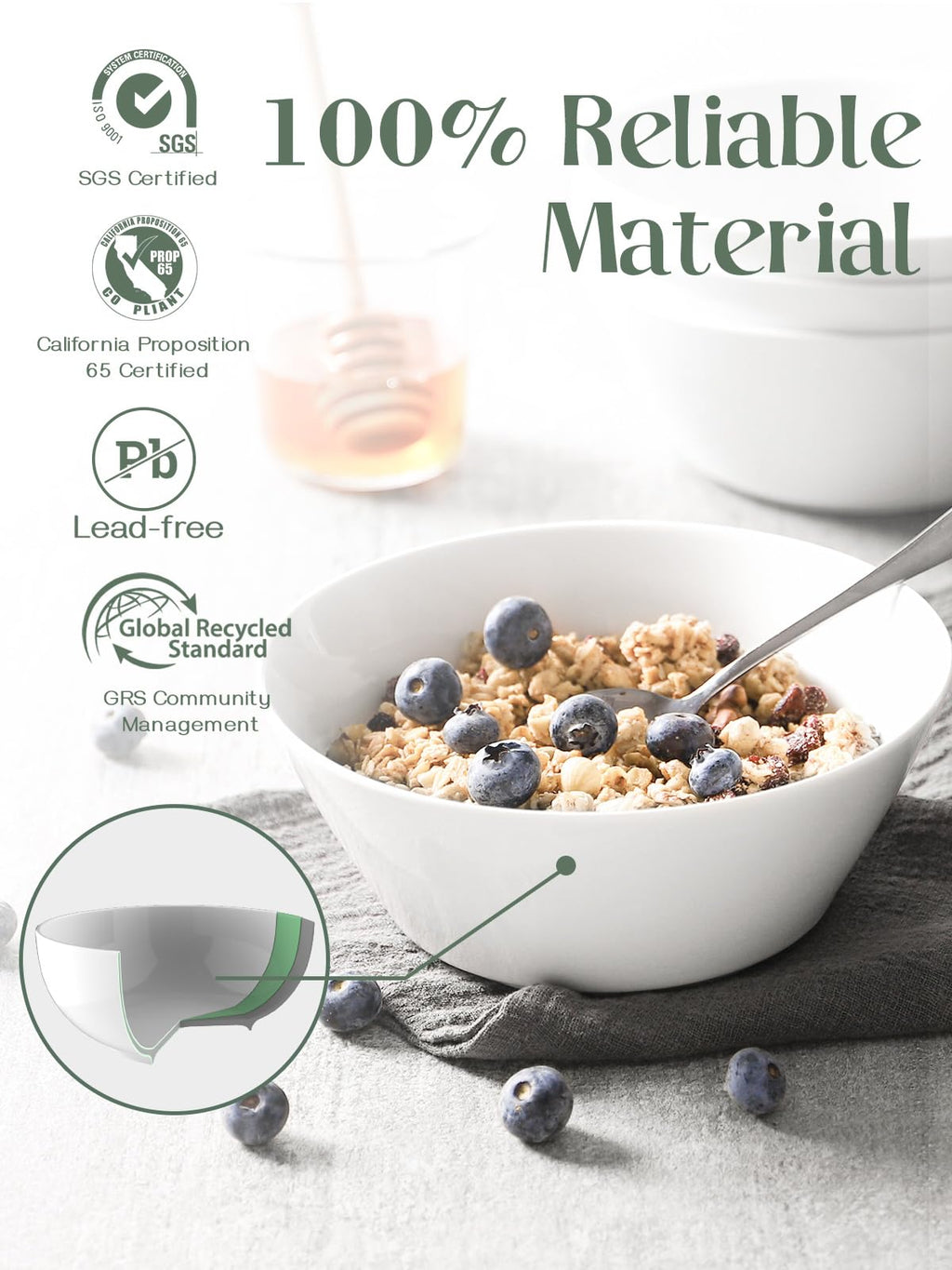 White Ceramic Soup Bowls Set of 4 I14794
