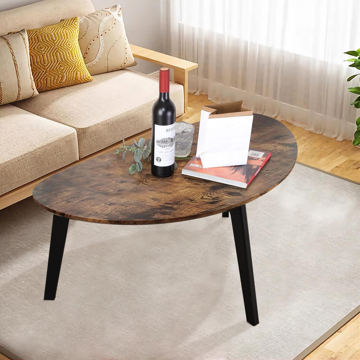 Oval Espresso Wood Coffee Table R364