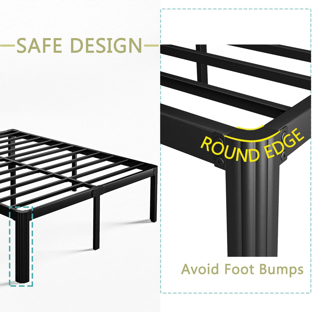 18 Inch High Queen Size Metal Platform Bed Frame Black W92133