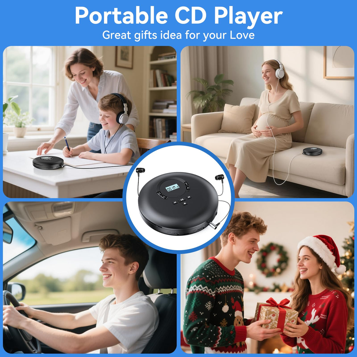 Portable CD Player with Headphones LCD Display F961795