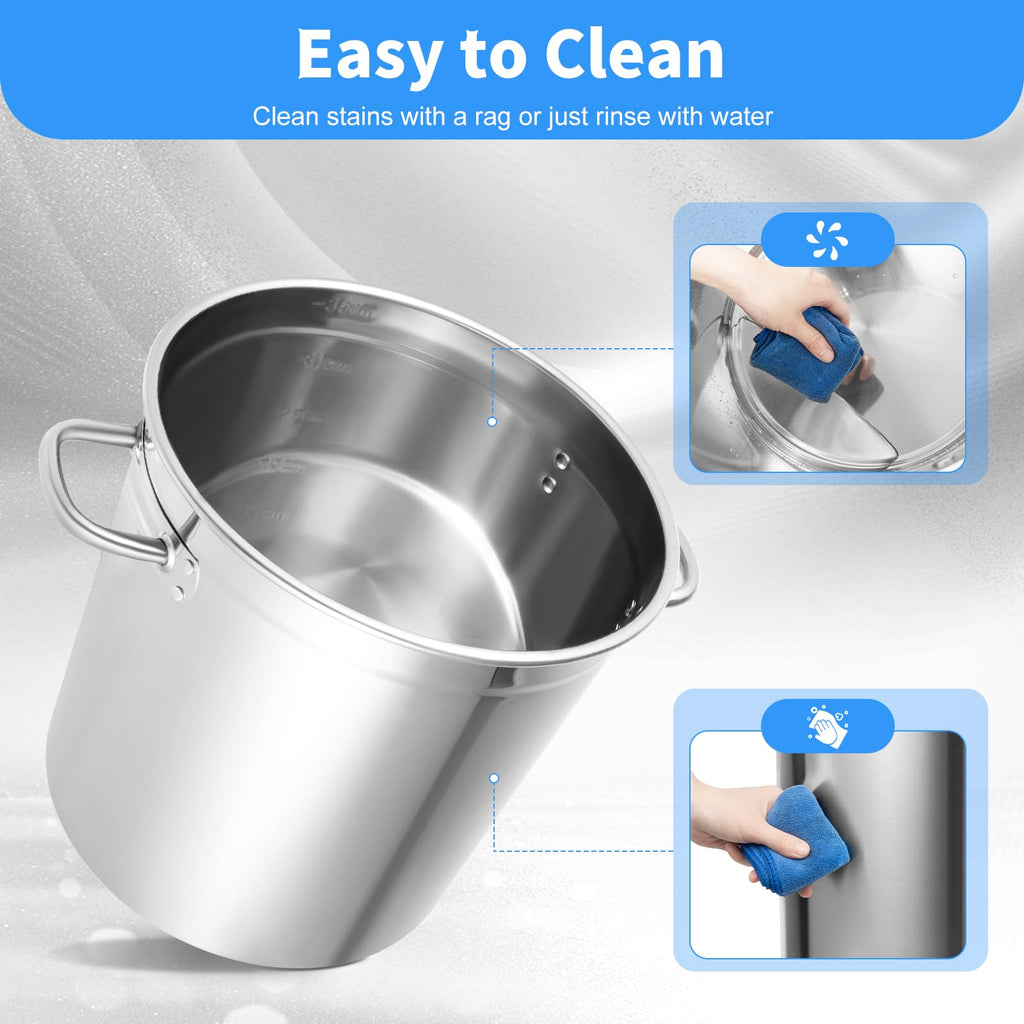 30 QT Stainless Steel Stock Pot with Lid A4207