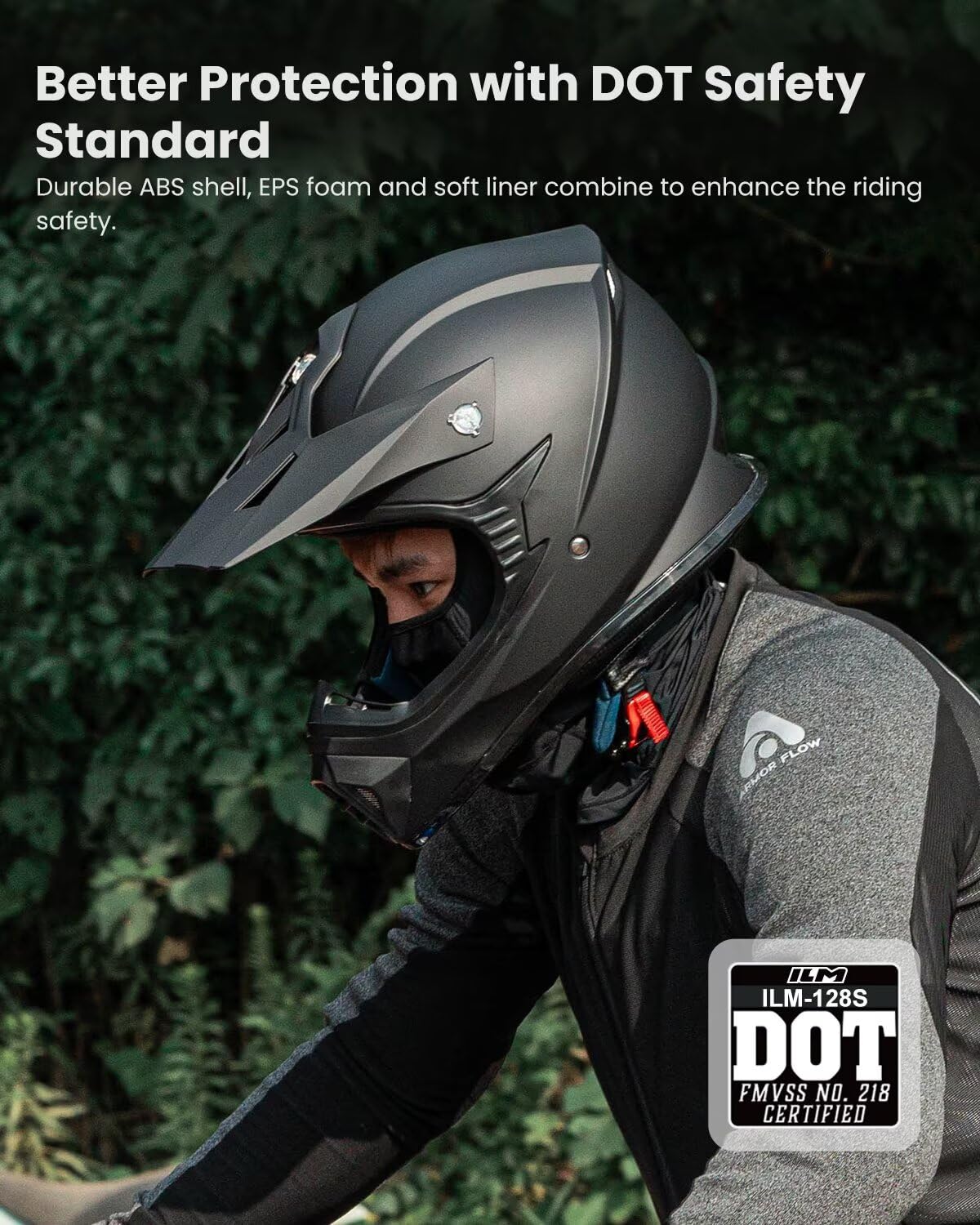 Adult Full Face Motorcycle Helmet, DOT Approved, Matte Black L14995
