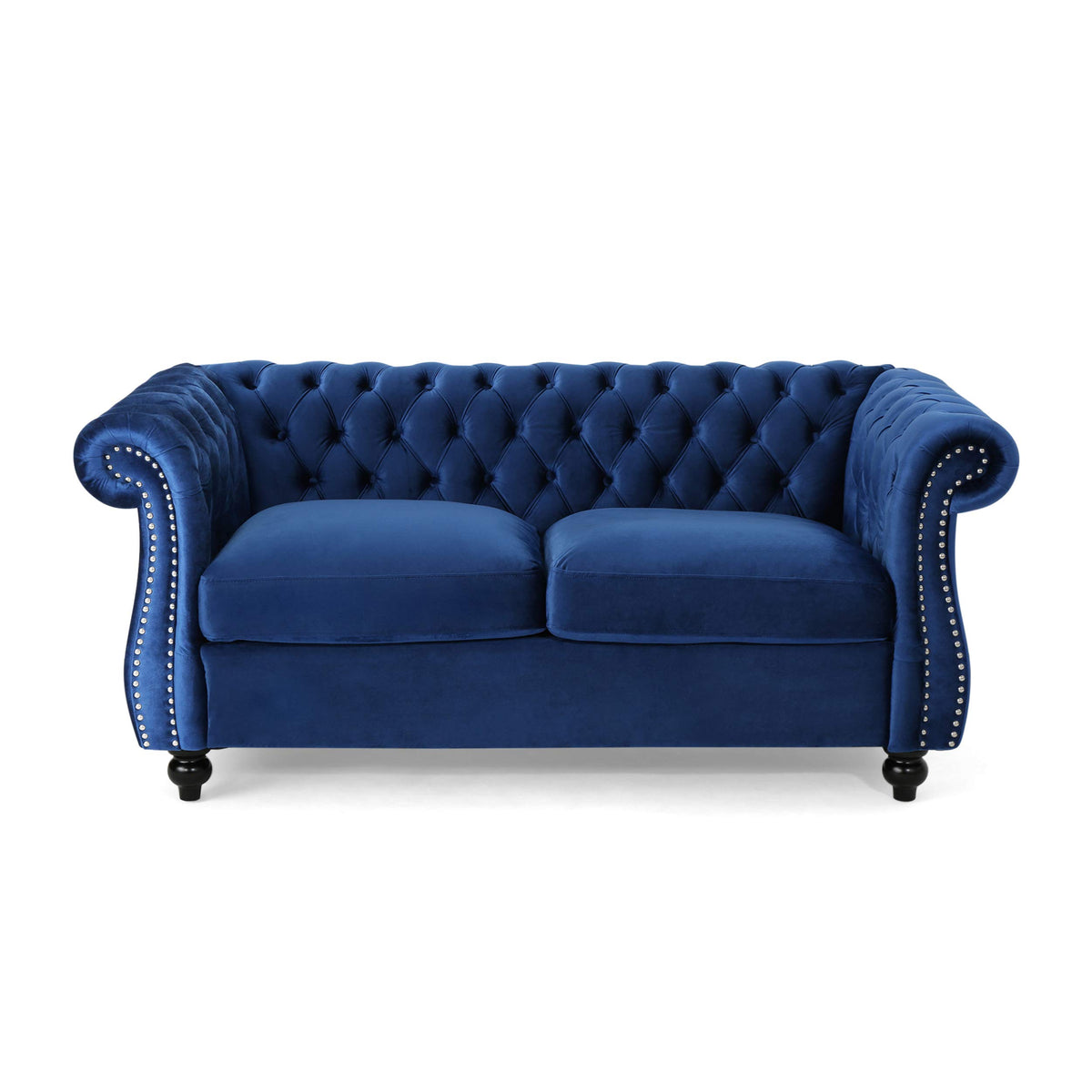 Navy Blue Velvet Tufted Chesterfield Sofa R28830