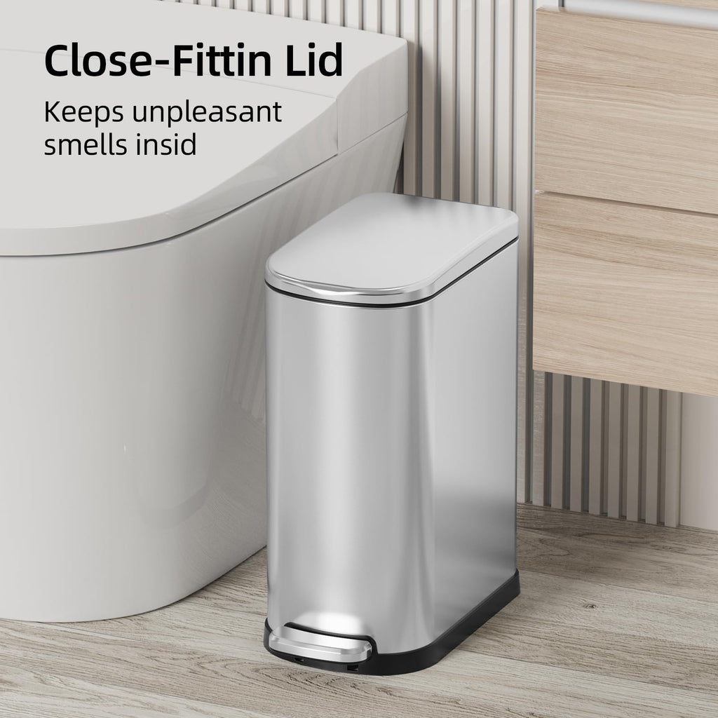 2.6 Gallon Stainless Steel Step Trash Can with Lid W172