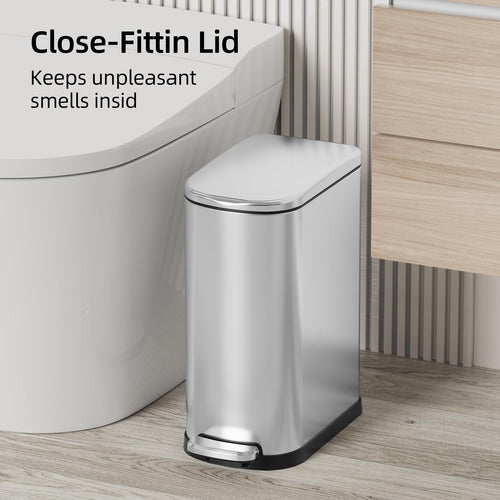 2.6 Gallon Stainless Steel Step Trash Can with Lid W172