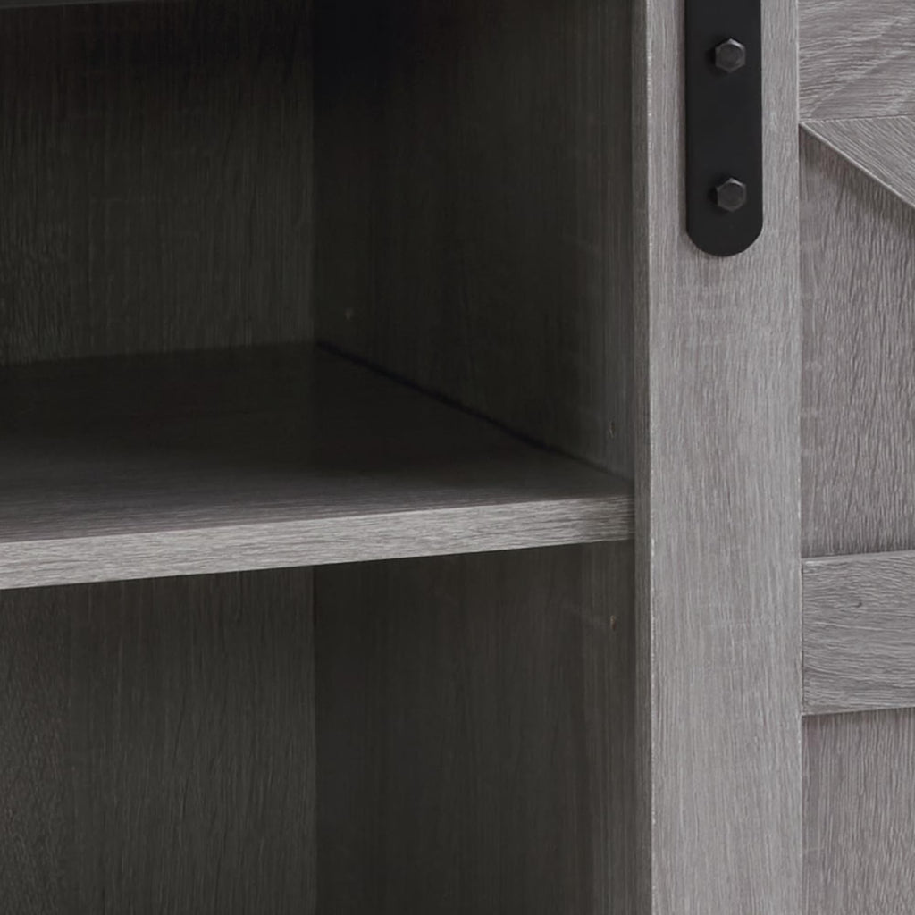 65" Grey Farmhouse TV Stand with Sliding Doors C43090
