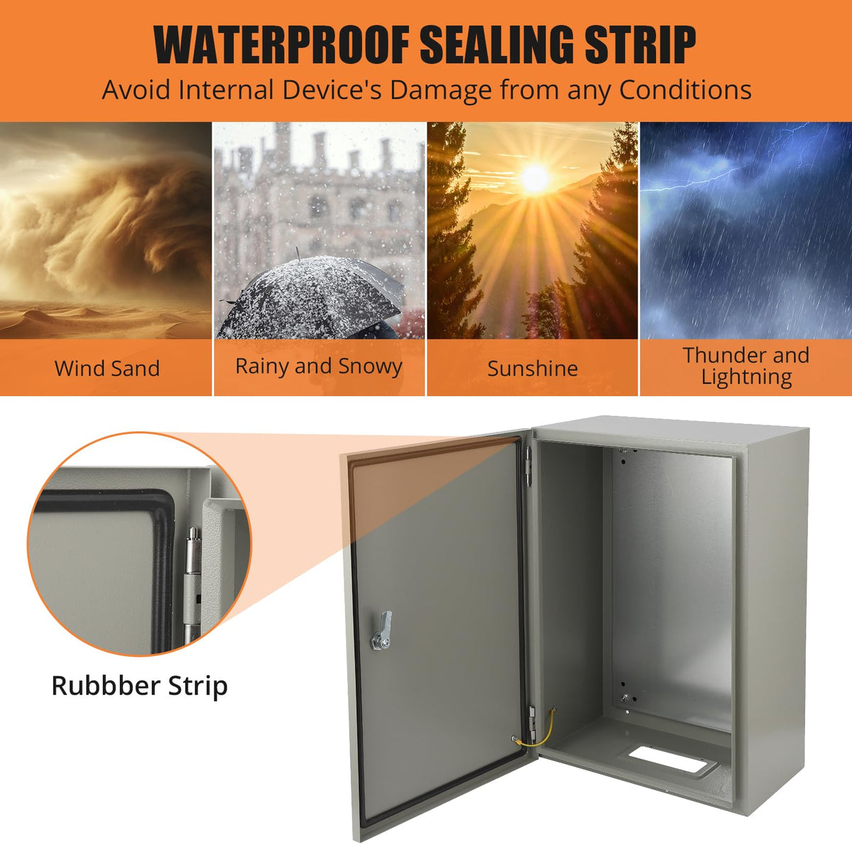 24" x 16" x 10" Waterproof Stainless Steel Electrical Enclosure Box with Lock X705651
