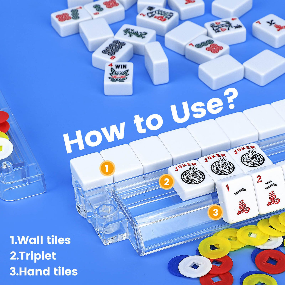 4PCS Clear Acrylic Mahjong Racks with Pushers Y95799