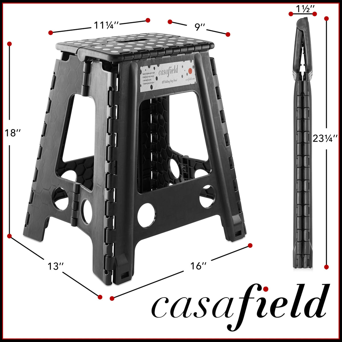 Black Set of 2 Folding Plastic Step Stool with Handle P2443