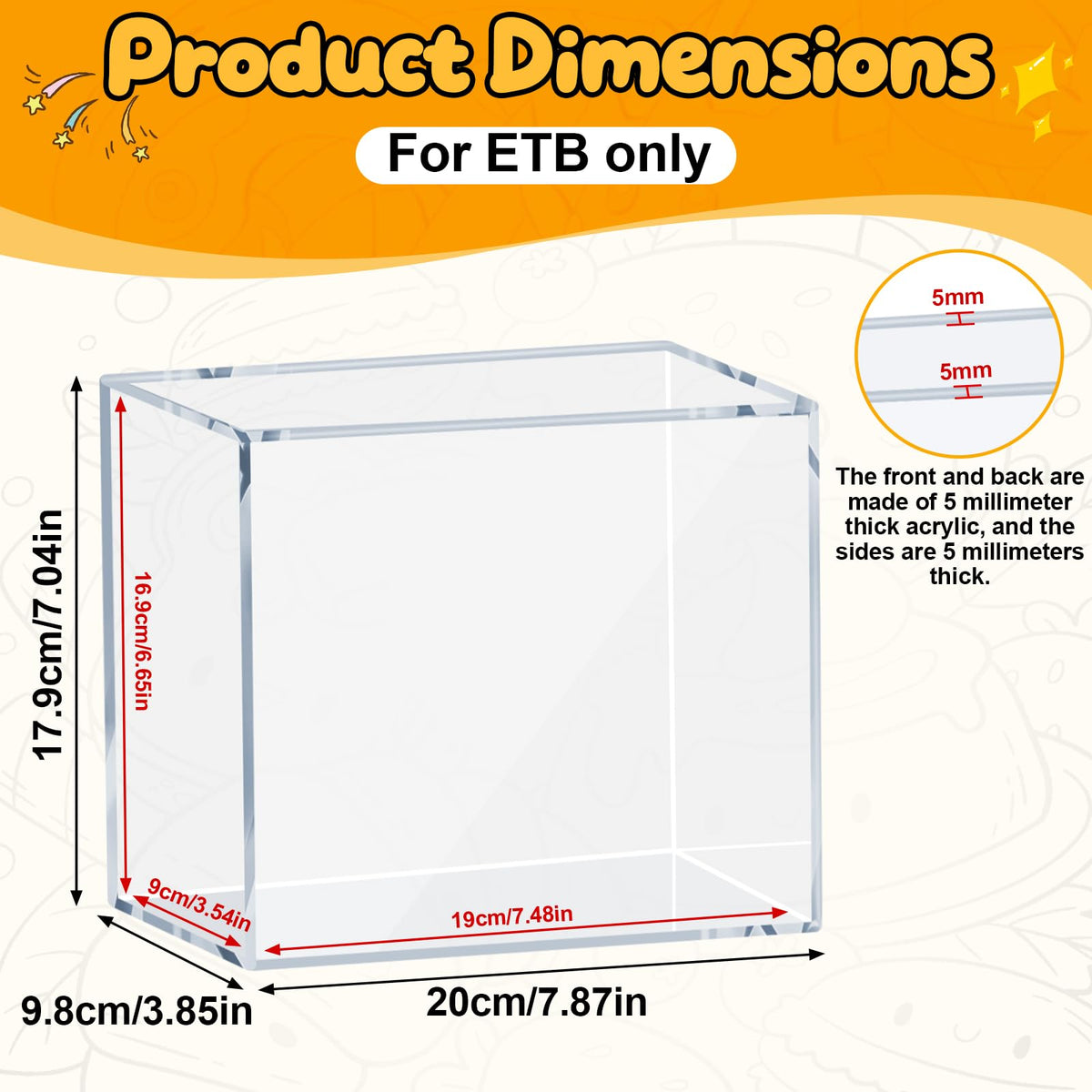 Acrylic Case 5mm with 6 Magnet Secure Closure D3112