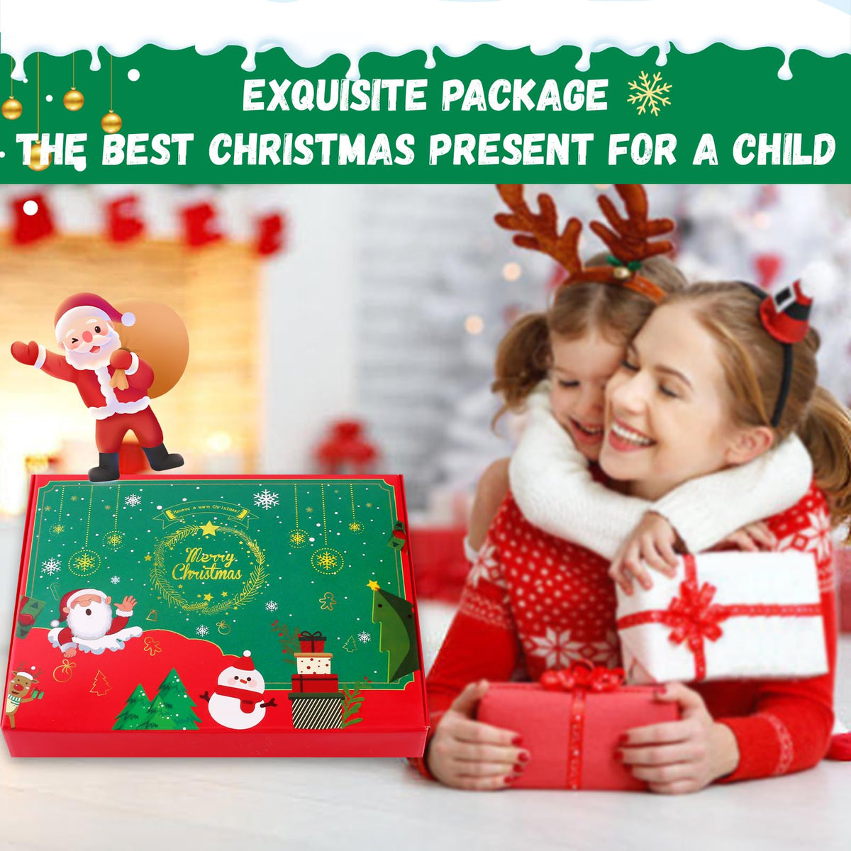 Felt Christmas Tree for Toddlers, 3.2ft Wall Hanging DIY Xmas Decorations with String Light I710775