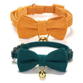 2 Pack Soft Corduroy Cat Collars with Bow Tie & Bell M498723