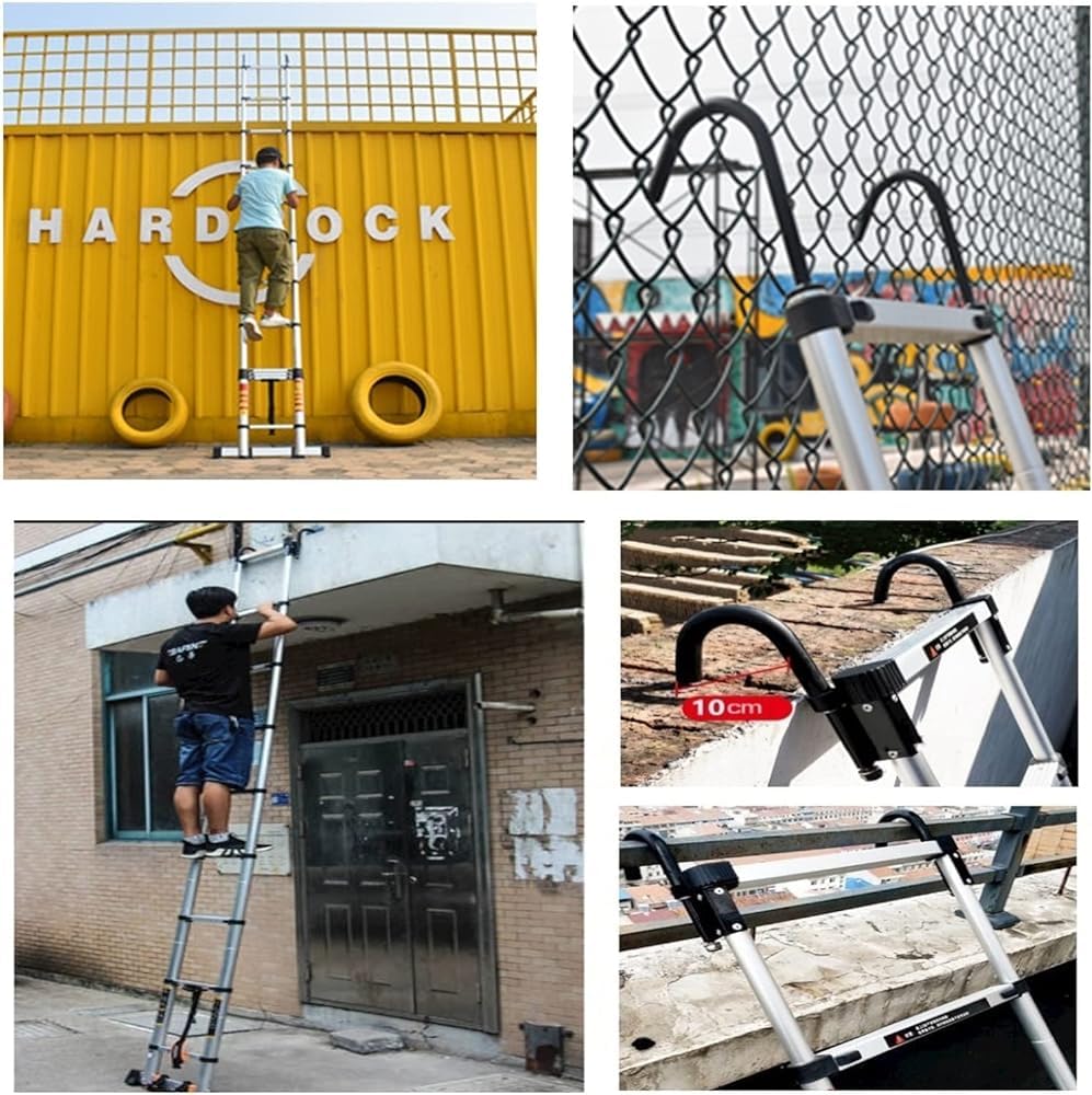 Telescoping Ladder with Hook Folding Portable Aluminum 330 Lbs X76304