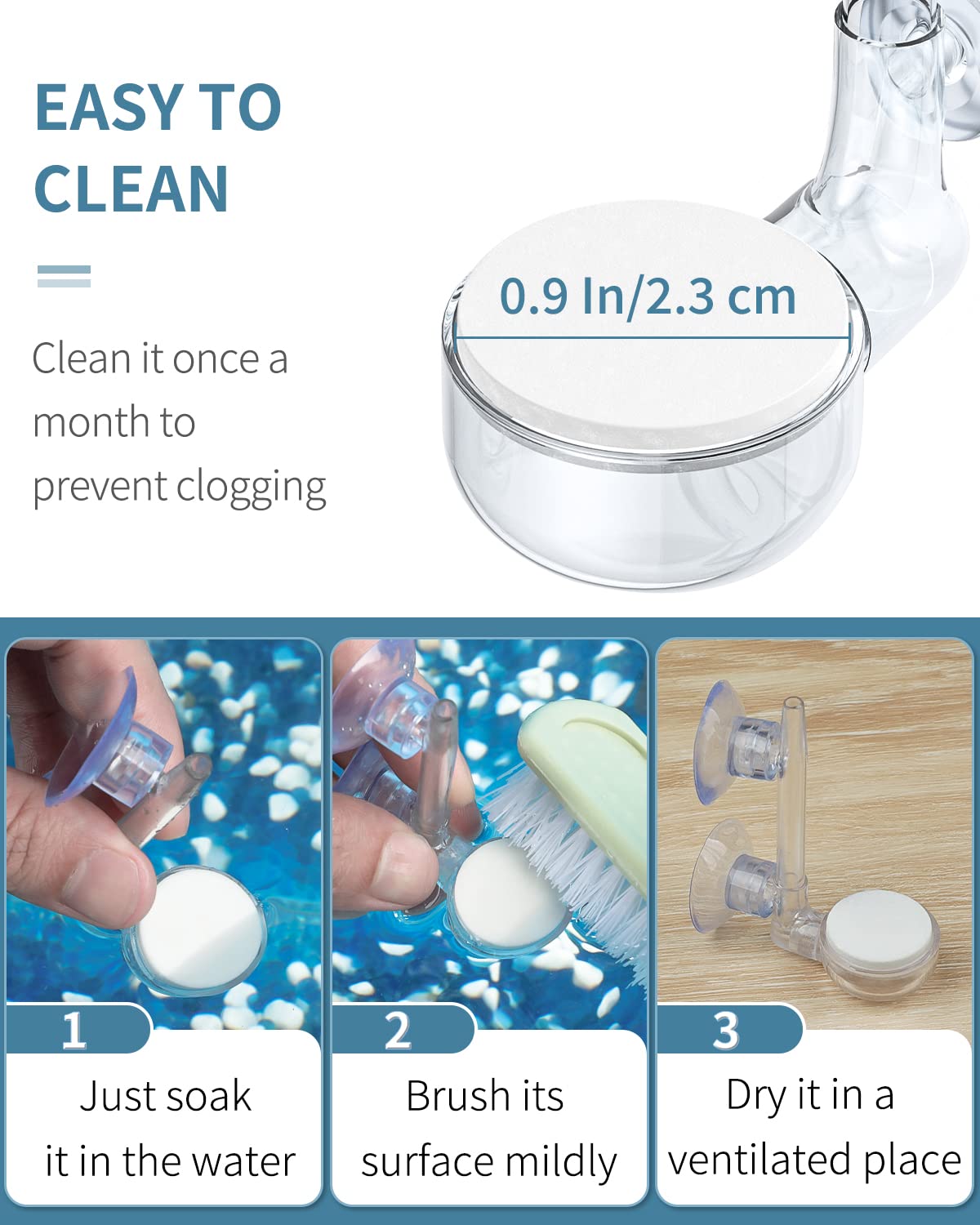Aquarium Air Stone Disc with Suction Cup Air Control Valve Q3874