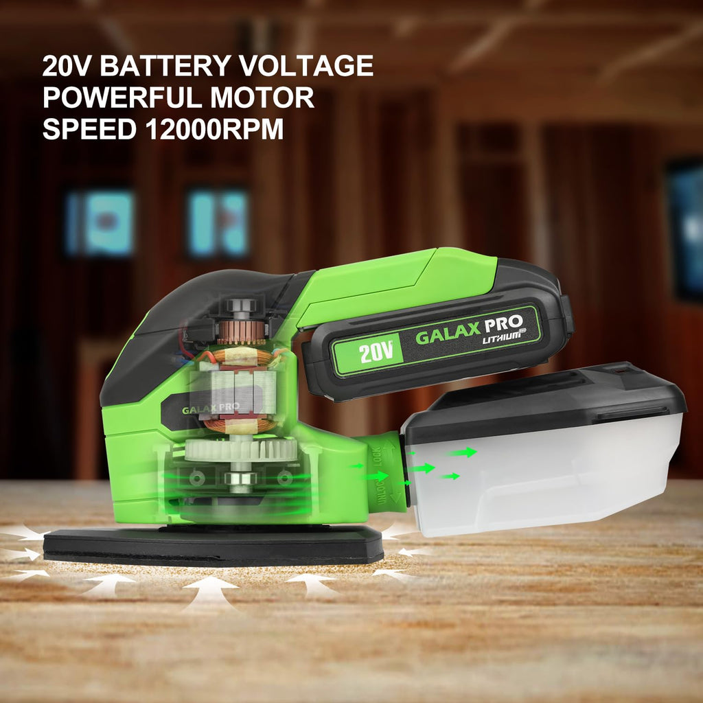 Cordless Detail Sander 2.0Ah Battery, 20 Pcs Sandpapers D1872