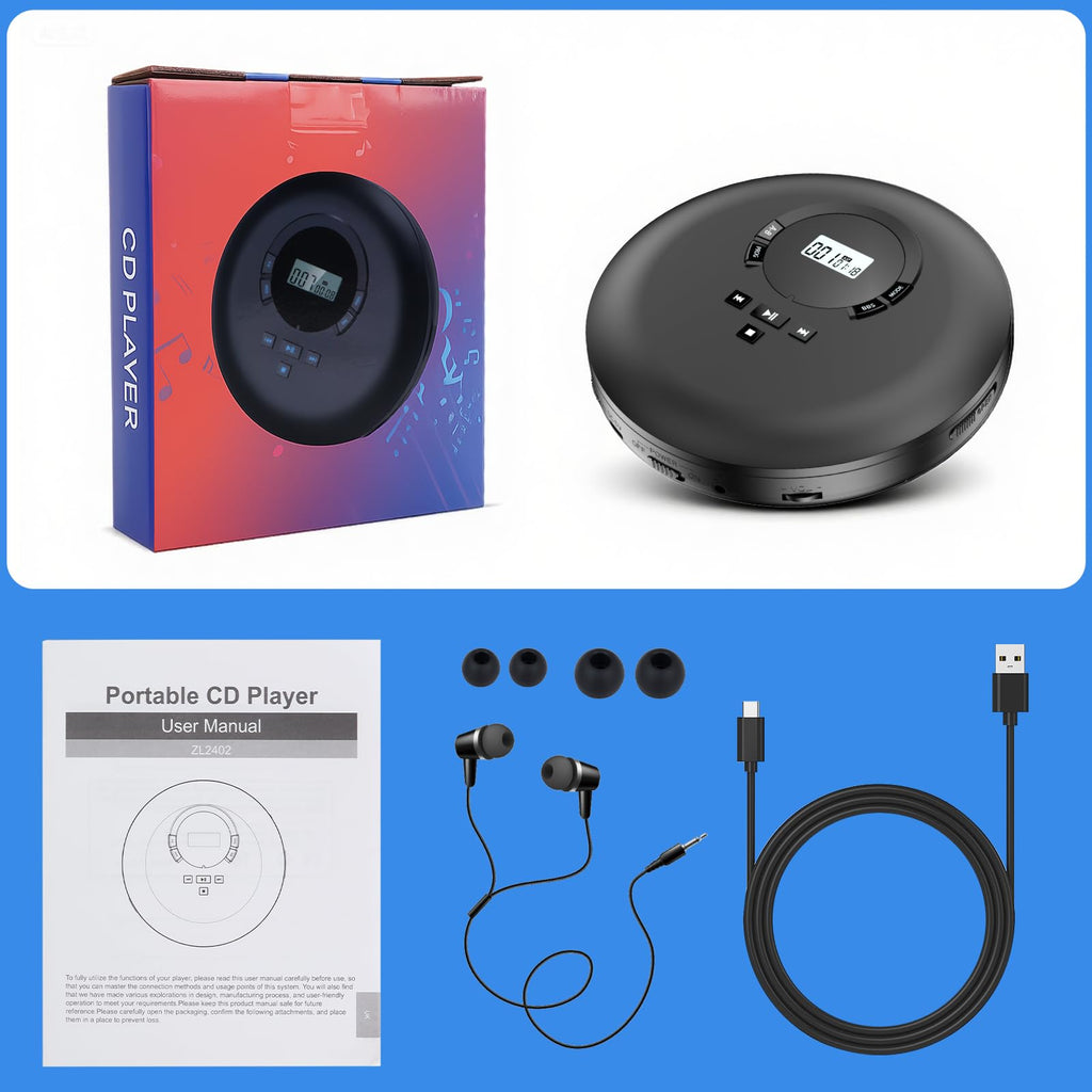 Portable CD Player with Headphones LCD Display F961795