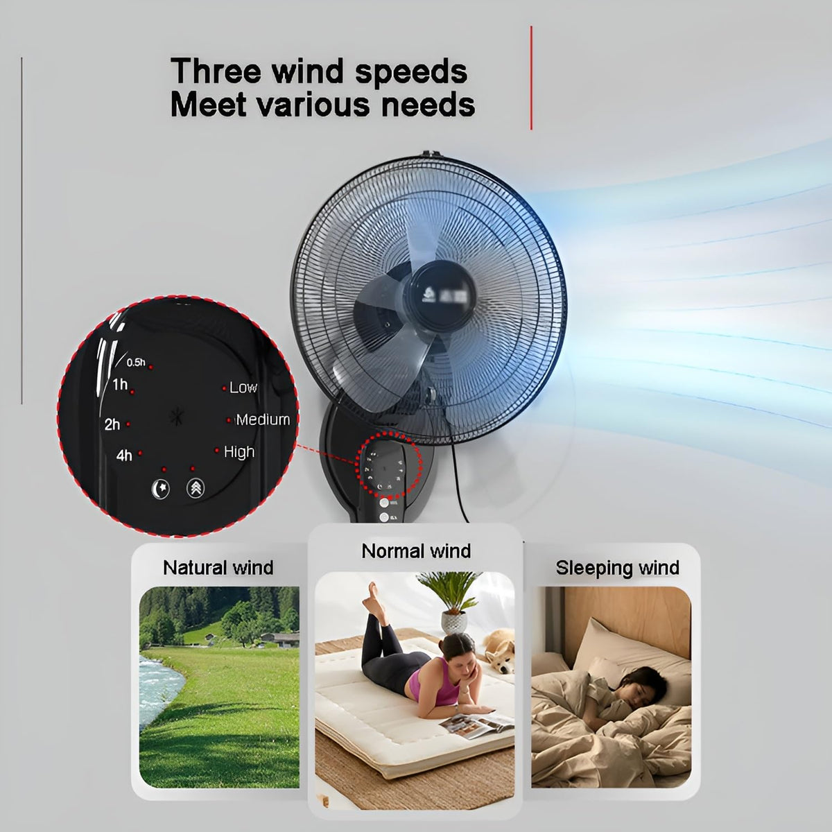 20 Inch Metal Oscillating Wall Mounted Fan with Remote A93726